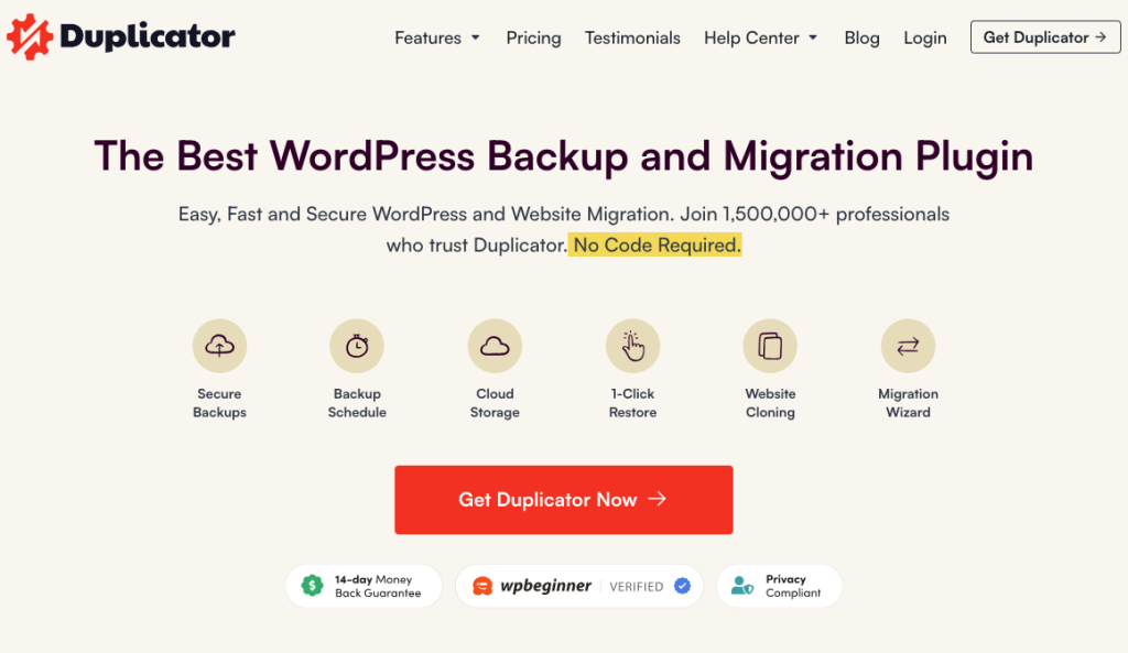 Duplicator is the best WordPress backup and migration plugin.